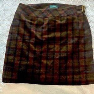 Lauren Ralph Lauren plaid lambs wool mini skirt size 14